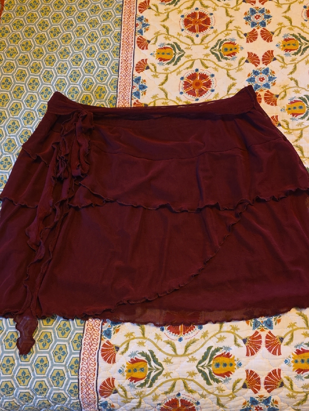 Women’s Ruffled  Skirt in Deep Burgundy